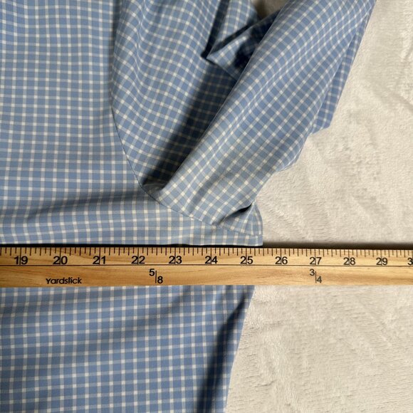 Mizzen Main Shirt Men Size XXL Plaid Blue Trim Fit Long Sleeve Made in USA - Picture 4 of 10